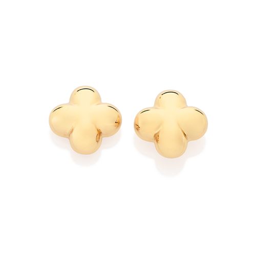 GOLD CHUNKY FLOWER STUD EARRINGS