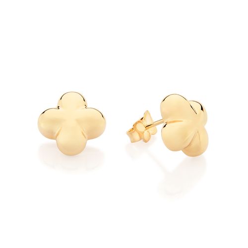 GOLD CHUNKY FLOWER STUD EARRINGS