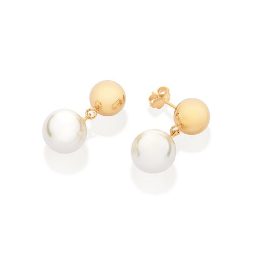 GOLD PEARL PENDULUM EARRINGS