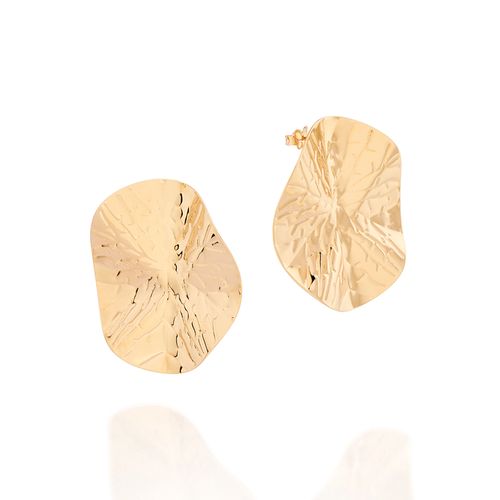 GOLD LEAF TEXTURED CIRCLE MAXI EARRINGS