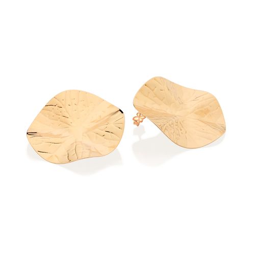 GOLD LEAF TEXTURED CIRCLE MAXI EARRINGS