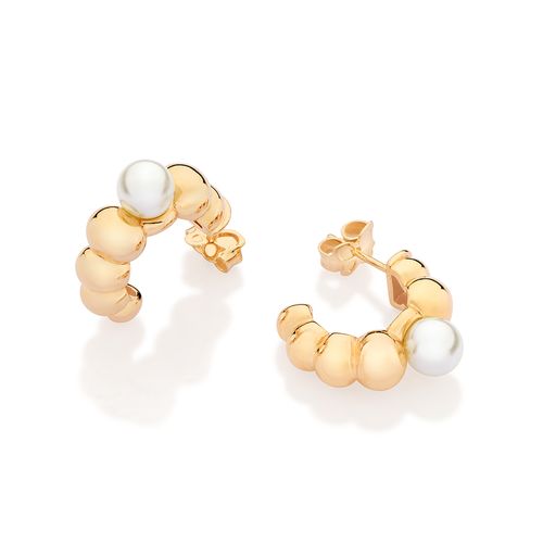 GOLD PEARLED WAY HOOP EARRINGS