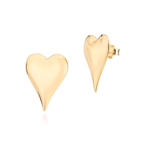 GOLD HEART BUTTON EARRINGS