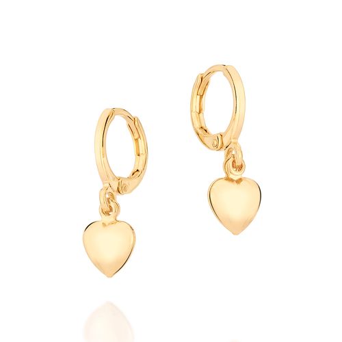 GOLD HEART HUGGIE EARRINGS