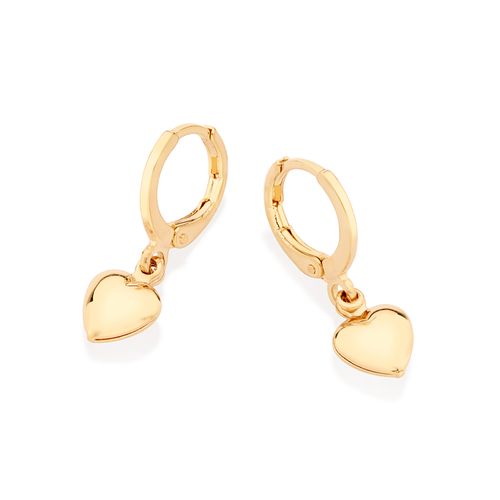 GOLD HEART HUGGIE EARRINGS