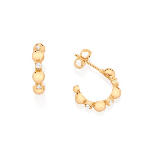 GOLD SPHERES HUGGIE EARRINGS