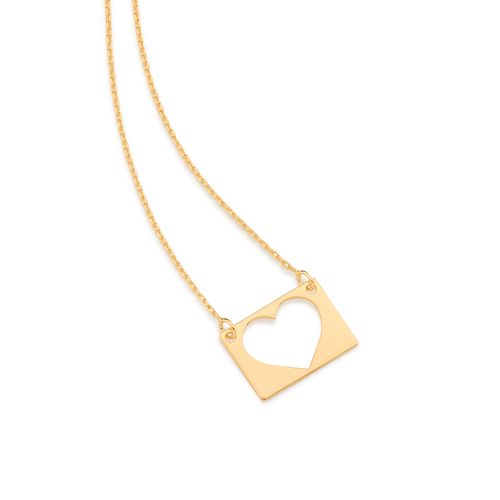 GOLD HOLLOW HEART NECKLACE