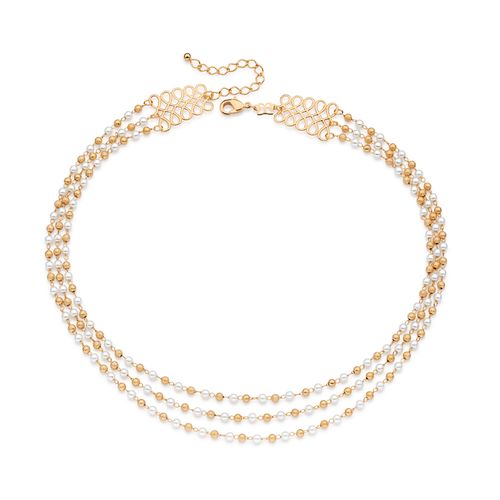 GOLD SPHERES AND PEARLS NECKLACE