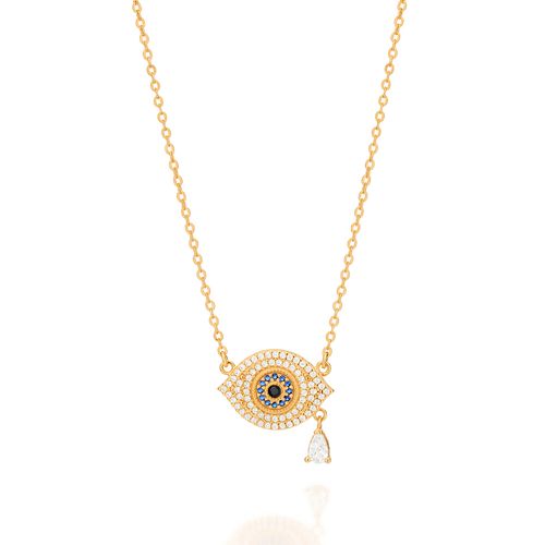 GOLD STUDDED GREEK EYE NECKLACE