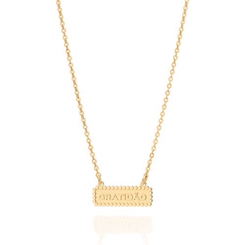 GOLD GRATIDÃO (GRATITUDE) PLAQUE NECKLACE