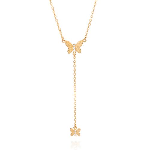 GOLD BUTTERFLY Y-TIE NECKLACE