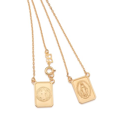 GOLD SAINT BENEDICT SCAPULAR NECKLACE