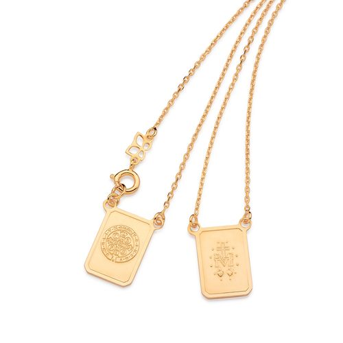 GOLD SAINT BENEDICT SCAPULAR NECKLACE