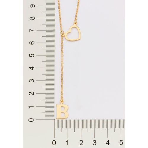 GOLD LETTER AND HEART Y NECKLACE-LETTER B