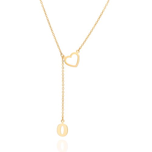 GOLD LETTER AND HEART Y NECKLACE-LETTER O