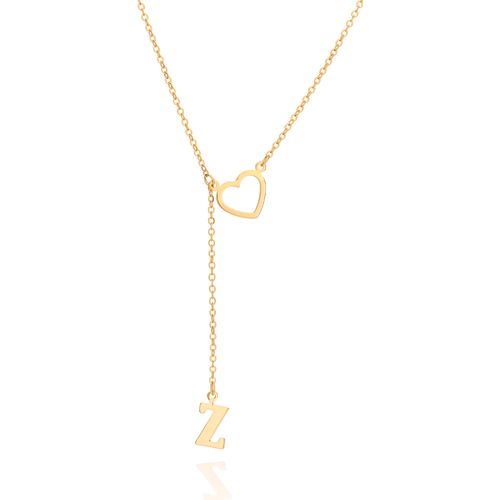 GOLD LETTER AND HEART Y NECKLACE-LETTER Z