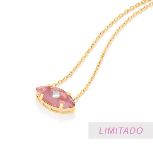 GOLD MODERN EVIL EYE NECKLACE IN PINK