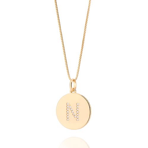 GOLD SOLID LETTER PENDANT-LETTER N