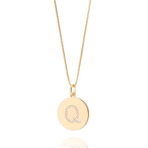 GOLD SOLID LETTER PENDANT-LETTER Q