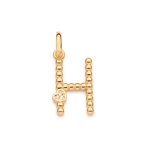 GOLD TEXTURED AND HEART LETTER PENDANT-LETTER H