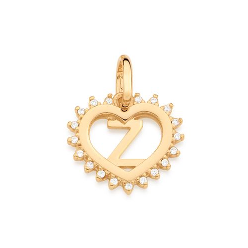 GOLD STUDDED HEART LETTER PENDANT -LETTER Z