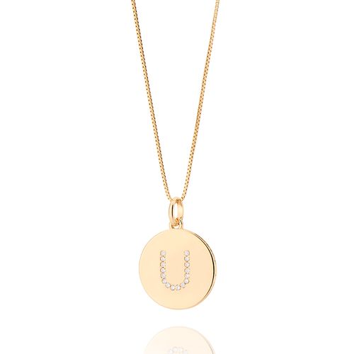 GOLD SOLID LETTER PENDANT-LETTER U