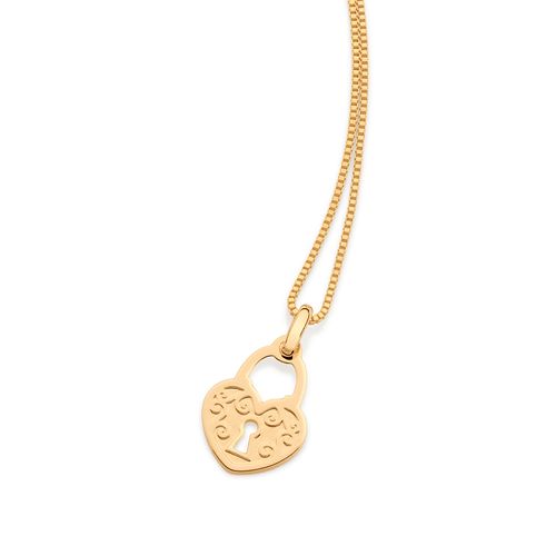 GOLD HEART LOCK PENDANT