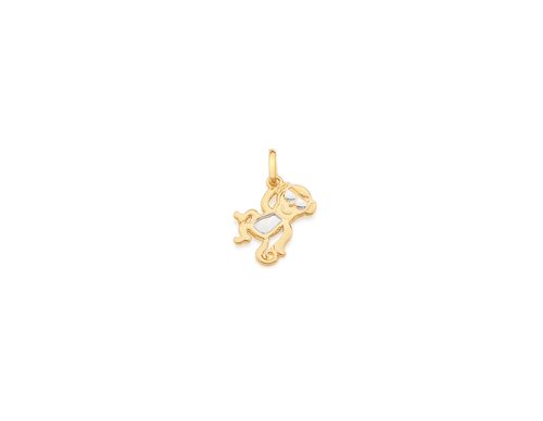 GOLD KID'S EARRING WITH RHODIUM APPLICATION.