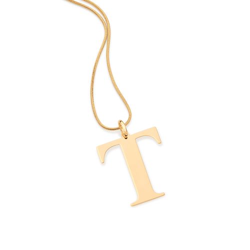 GOLD MODERN MAXI LETTER PENDANT -LETTER T