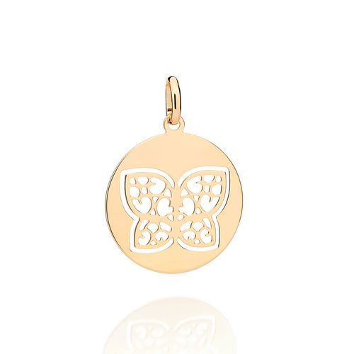 GOLD HOLLOW BUTTERFLY MEDAL PENDANT