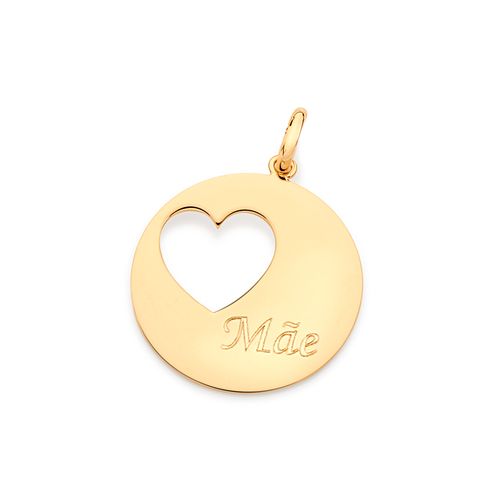 GOLD HEART CUTOUT “MÃE” (MOM) PENDANT