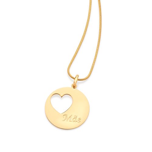 GOLD HEART CUTOUT “MÃE” (MOM) PENDANT