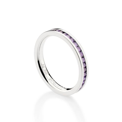 SILVER 925 STUDDED WEDDING BAND IN PURPLE