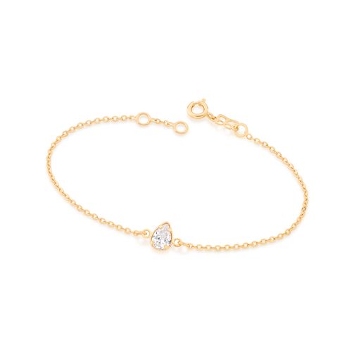 GOLD WATER DROPLET BRACELET IN LIGHT PINK