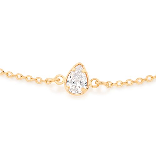 GOLD WATER DROPLET BRACELET IN LIGHT PINK