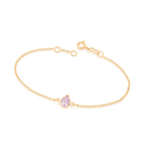 GOLD WATER DROPLET BRACELET IN LIGHT PINK