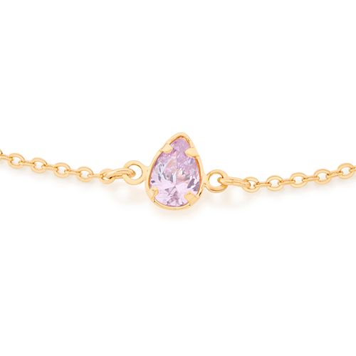 GOLD WATER DROPLET BRACELET IN LIGHT PINK