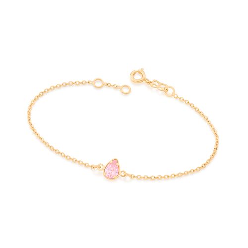 GOLD WATER DROPLET BRACELET IN LIGHT PINK