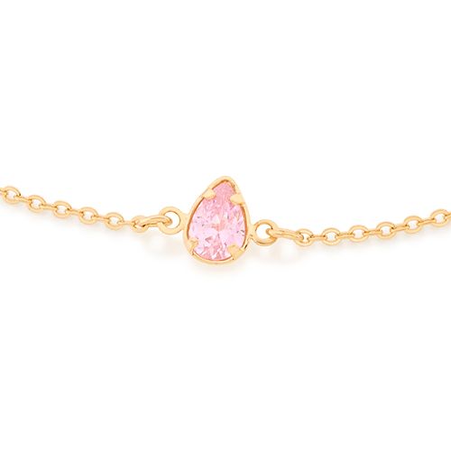 GOLD WATER DROPLET BRACELET IN LIGHT PINK