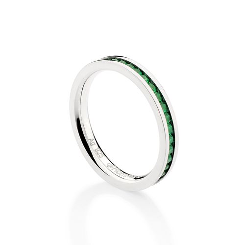 SILVER 925 STUDDED WEDDING BAND IN GREEN