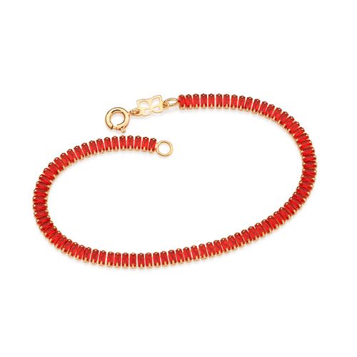 GOLD TENNIS BRACELET IN RED