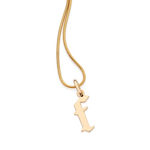 GOLD SCRIPT LETTER PENDANT-LETTER F