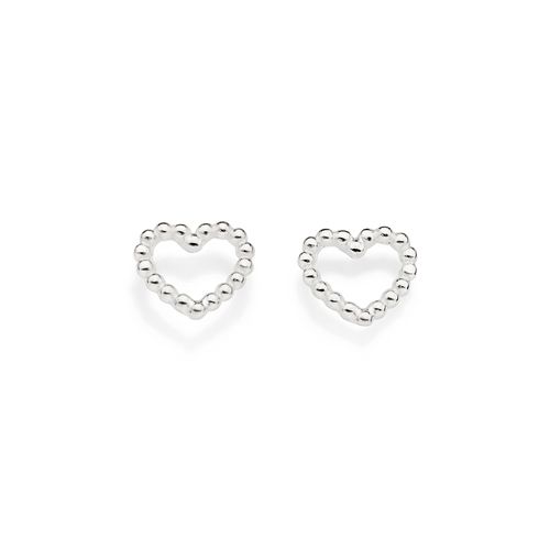 SILVER 925 HOLLOW HEART STUD EARRINGS