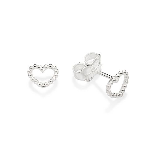 SILVER 925 HOLLOW HEART STUD EARRINGS