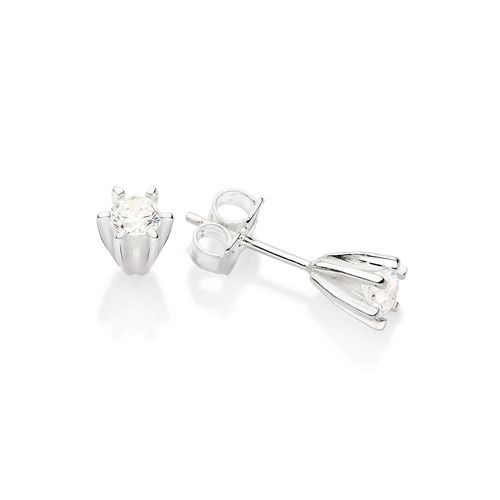 SILVER 925 LARGE SOLITAIRE STUD EARRINGS