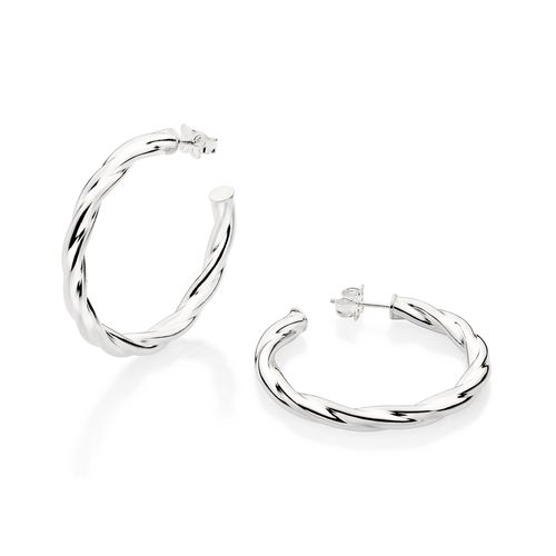 SILVER 925 TWISTED HOOP EARRINGS