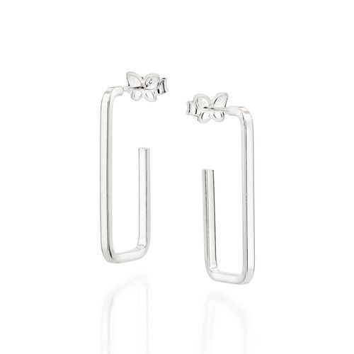 SILVER 925 RECTANGLE HOOP EARRINGS