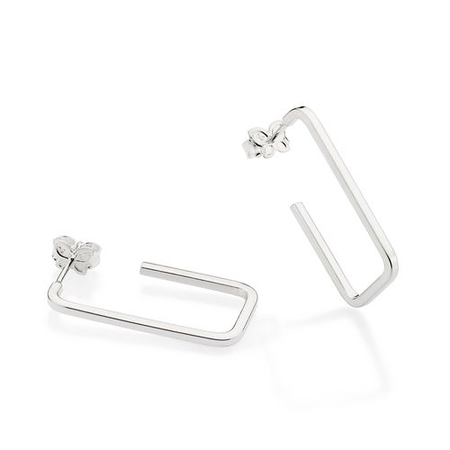 SILVER 925 RECTANGLE HOOP EARRINGS