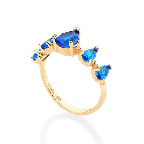 GOLD BLUE SEA SKINNY RING