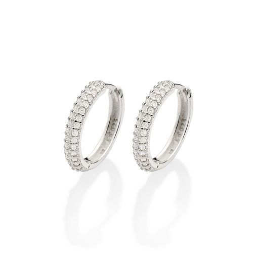 SILVER 925 STUDDED LARGE HOOP EARRINGS